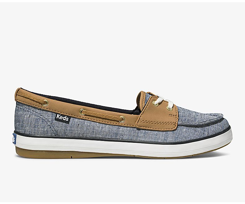 Keds Women's Charter Airy Chambray Navy Slip On Shoes - VL6320741
